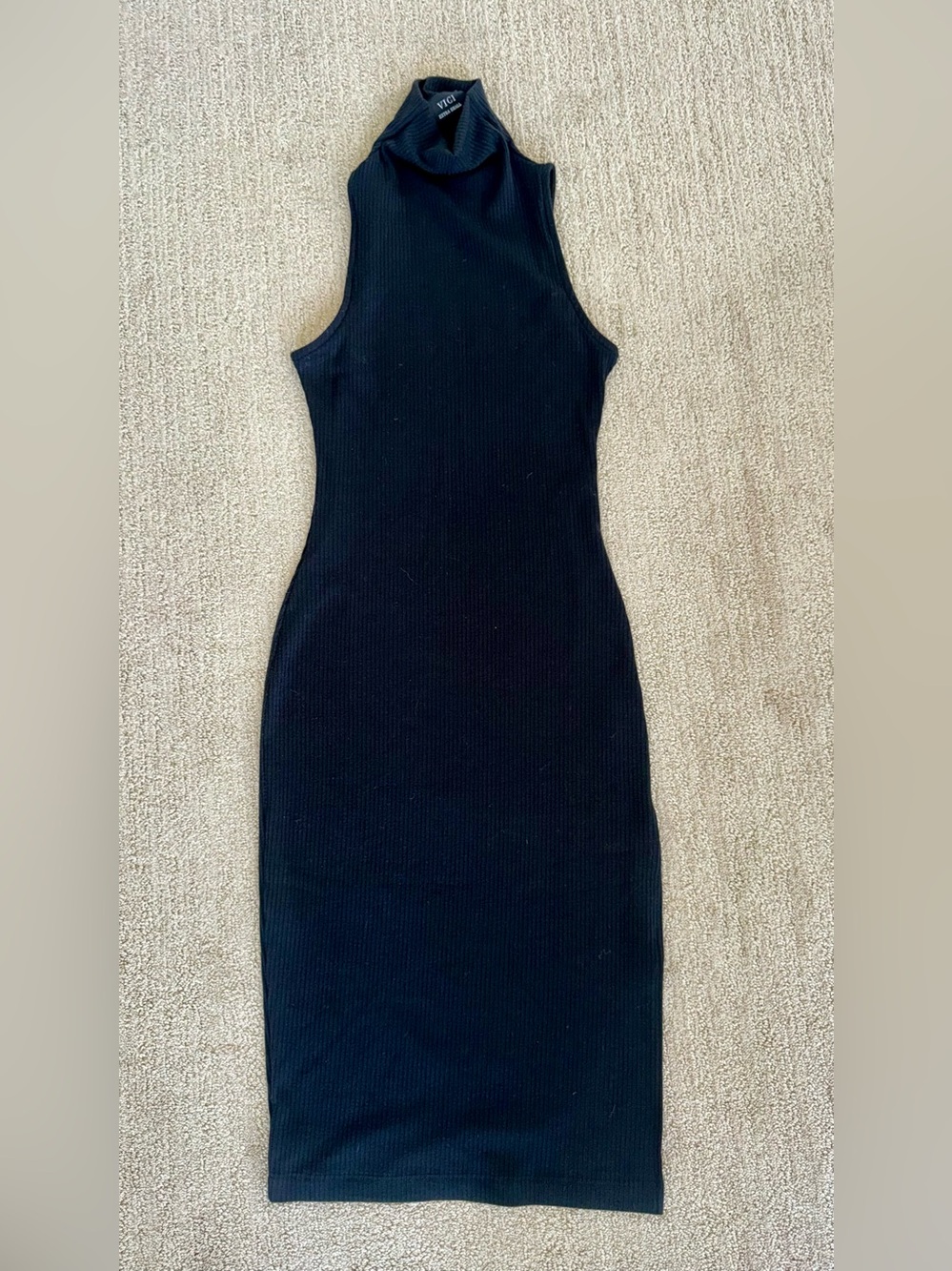 Vici Collection Ribbed Mock Neck Sleeveless Midi Bodycon Dress Side Slit XS